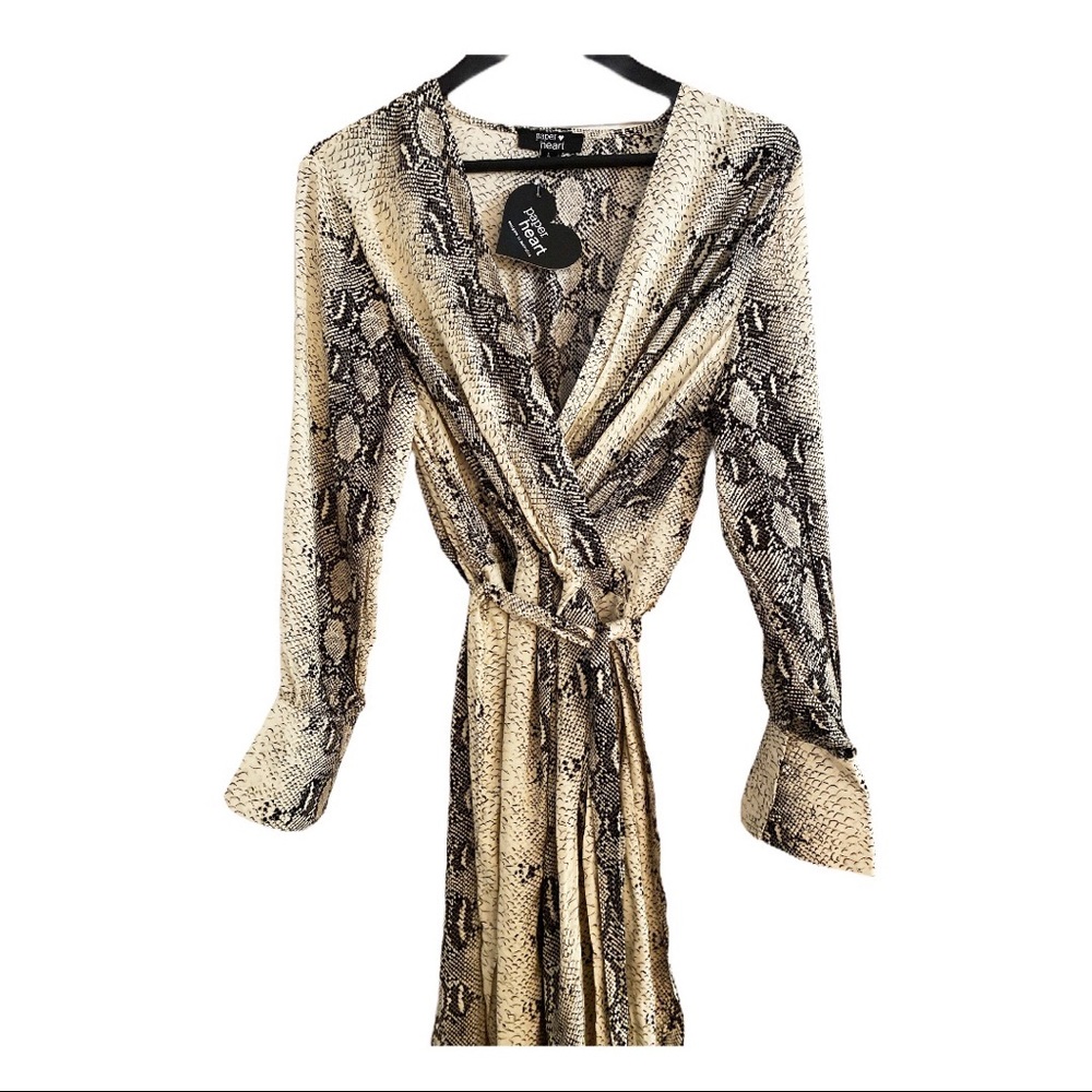 Paper Heart Snake Print Wrap Dress sz L